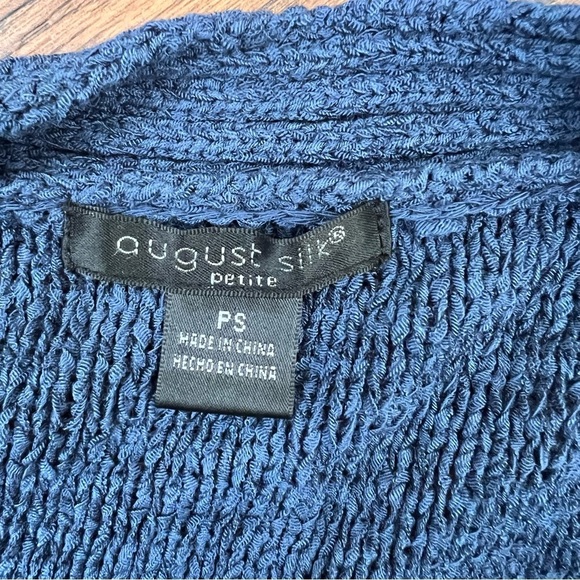 August Silk Petite Blue Short Sleeve Knit Cardigan Sweater Size SP - Picture 7 of 7